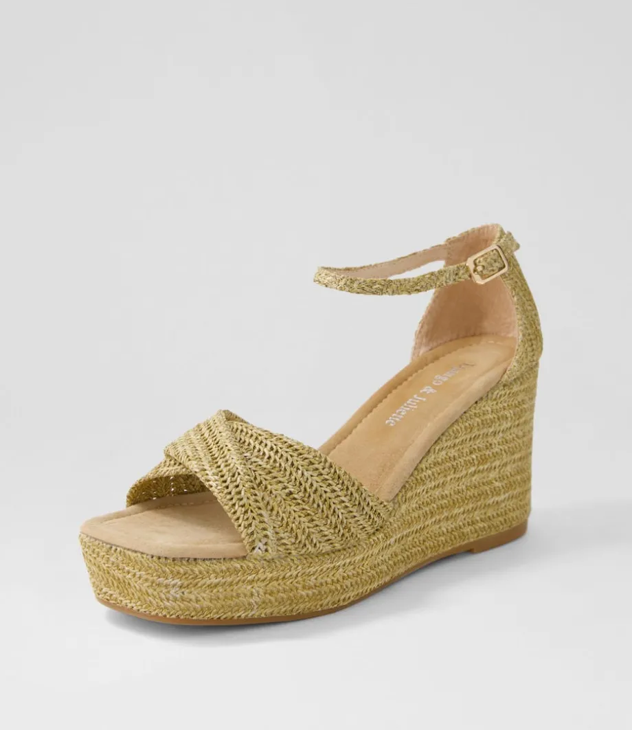 Cotton Natural Synthetic Raffia Sandals<DJANGO & JULIETTE New