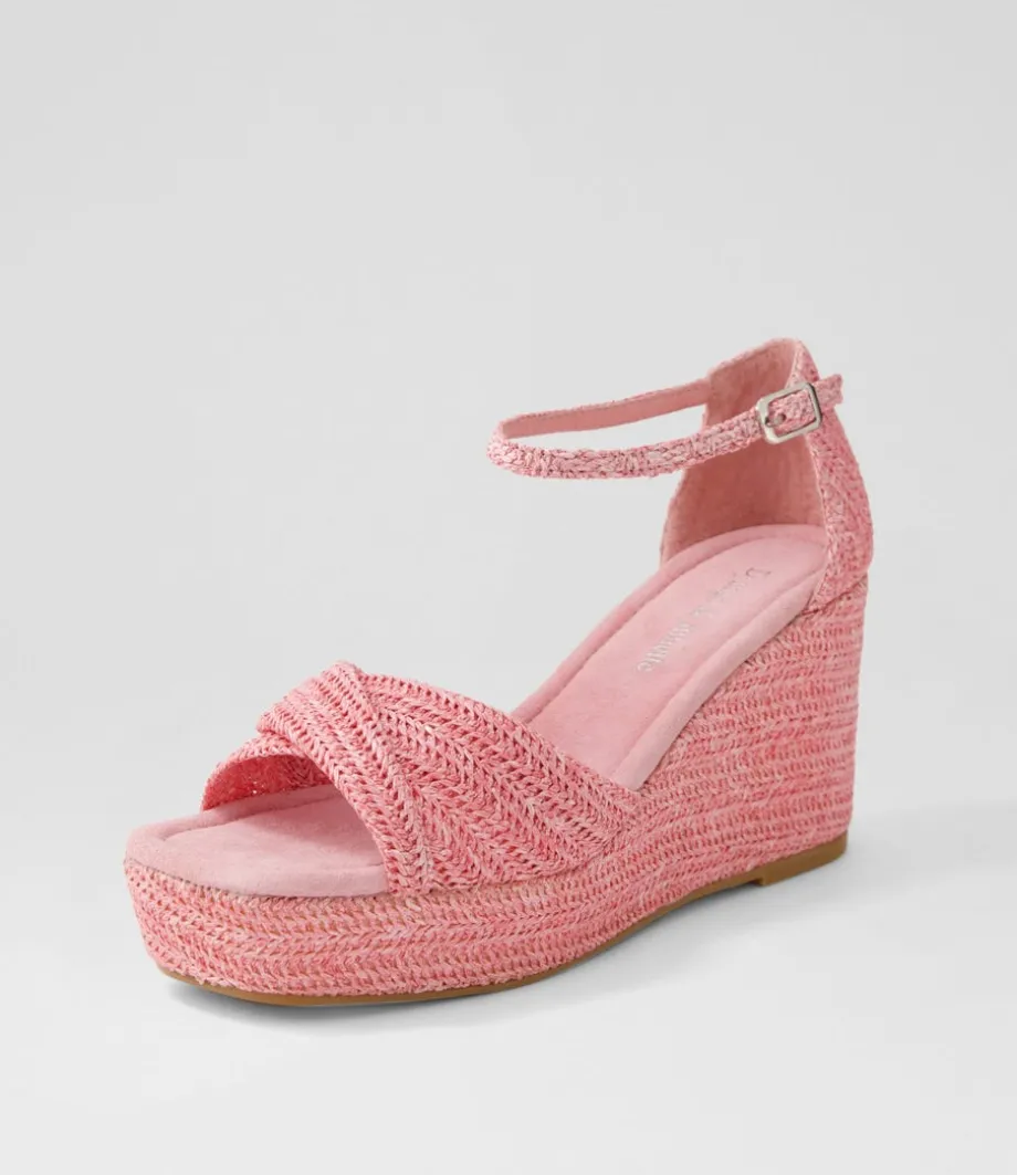 Cotton Pink Synthetic Raffia Sandals<DJANGO & JULIETTE Hot