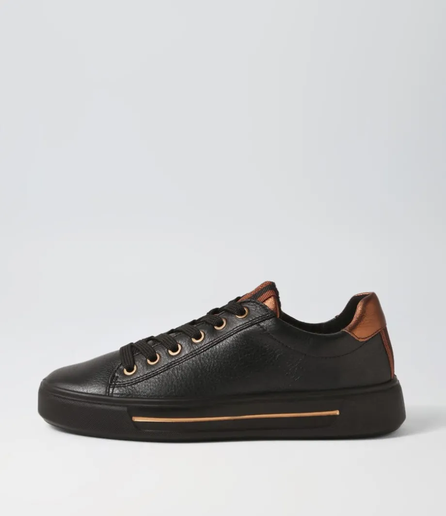 Courtyard 02 Black Leather Sneakers<ARA Clearance