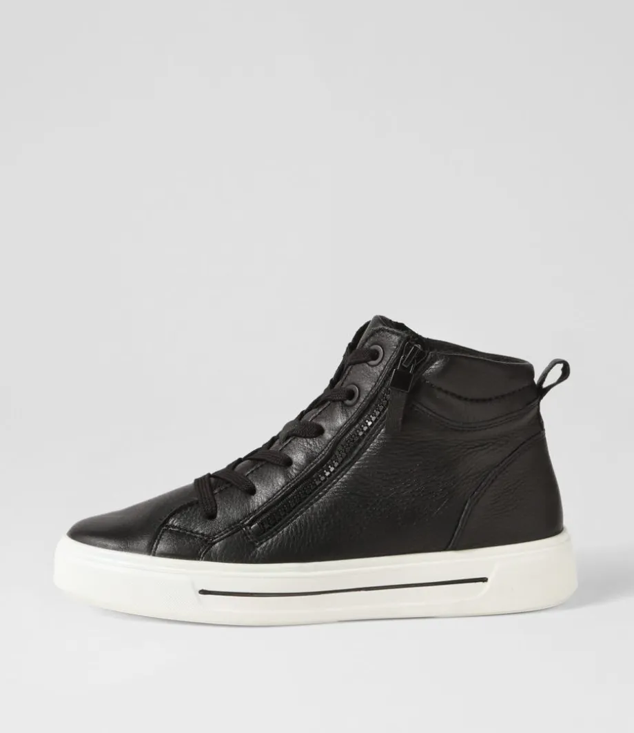 Courtyard 04 Schwarz Leather Lace Up Boots<ARA Cheap