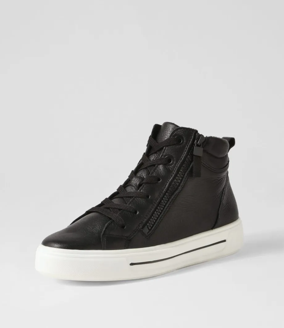 Courtyard 04 Schwarz Leather Lace Up Boots<ARA Cheap