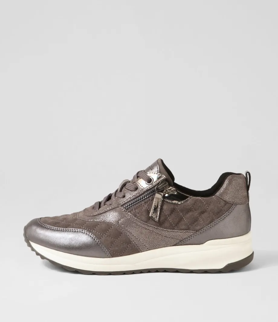 D Airell Az Dark Grey Suede Leather Sneakers<GEOX Fashion
