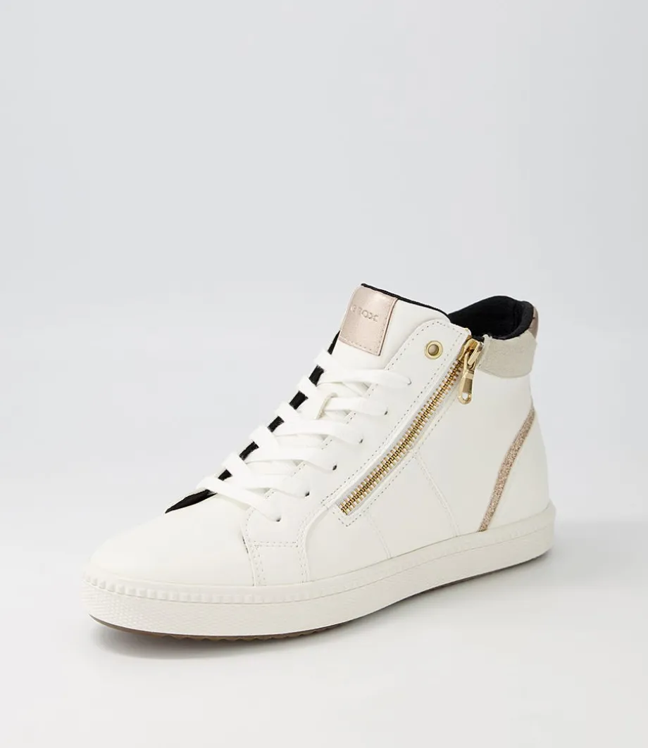 D Blomiee B White Syn Leather Sneakers<GEOX Store