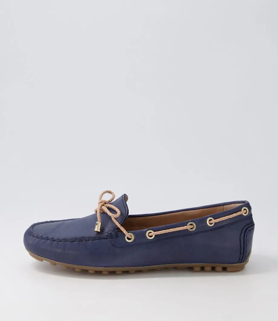 D Leelyan C Blue Sand Leather Flat Shoes<GEOX Store