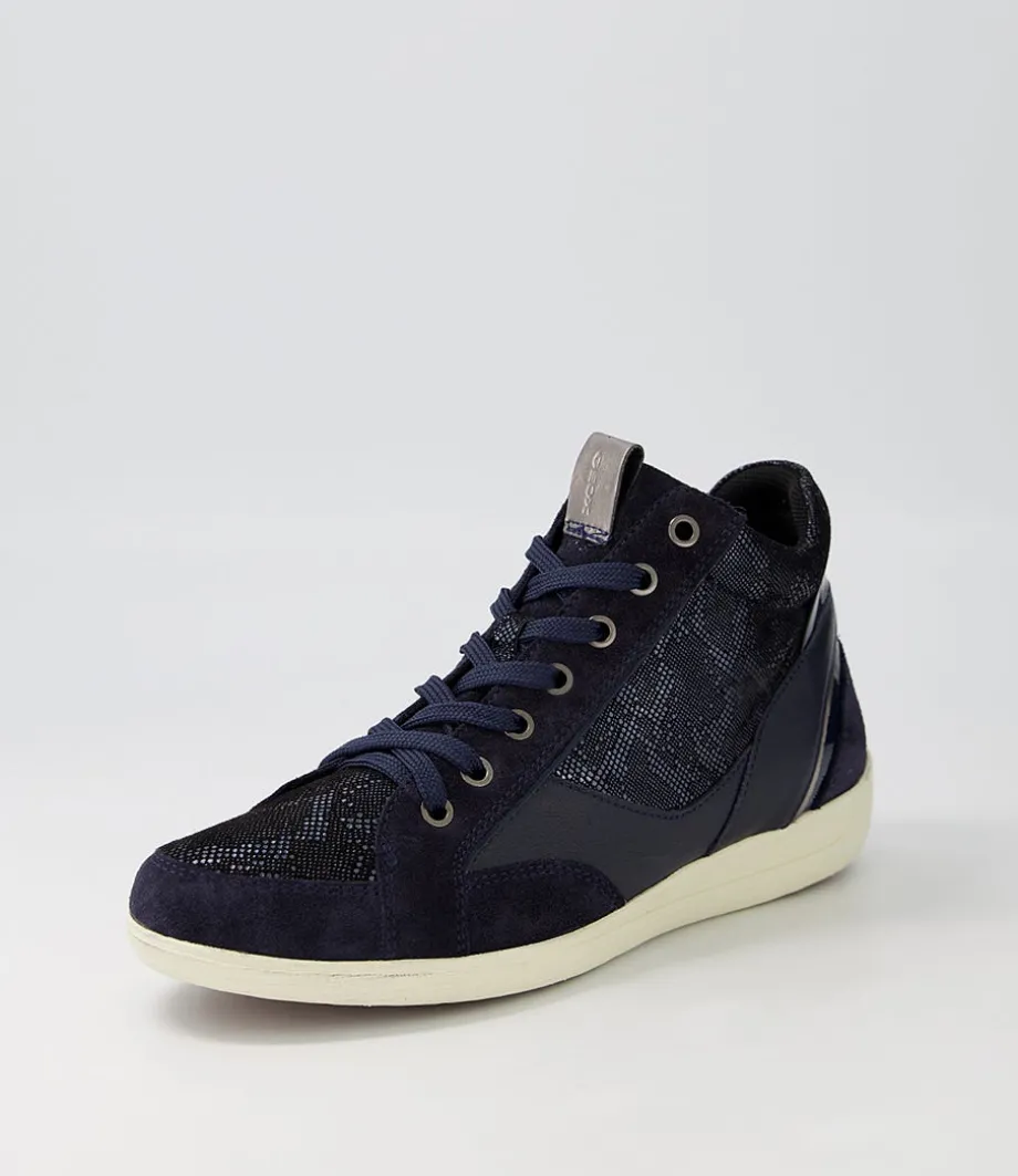 D Myria A Navy Blue Suede Leather Sneakers<GEOX Best Sale