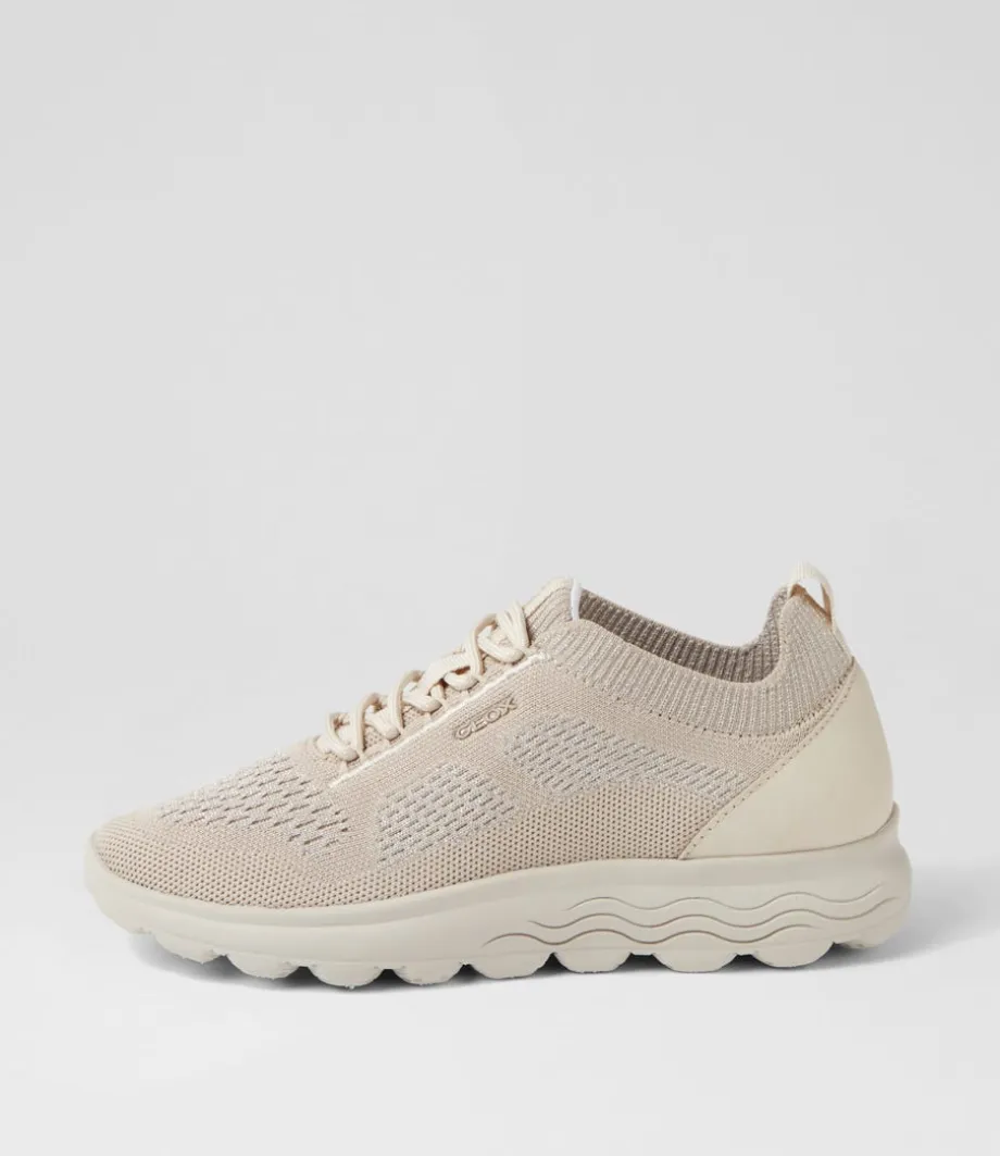 D Spherica A 9T Off White Knit Sneakers<GEOX Best Sale