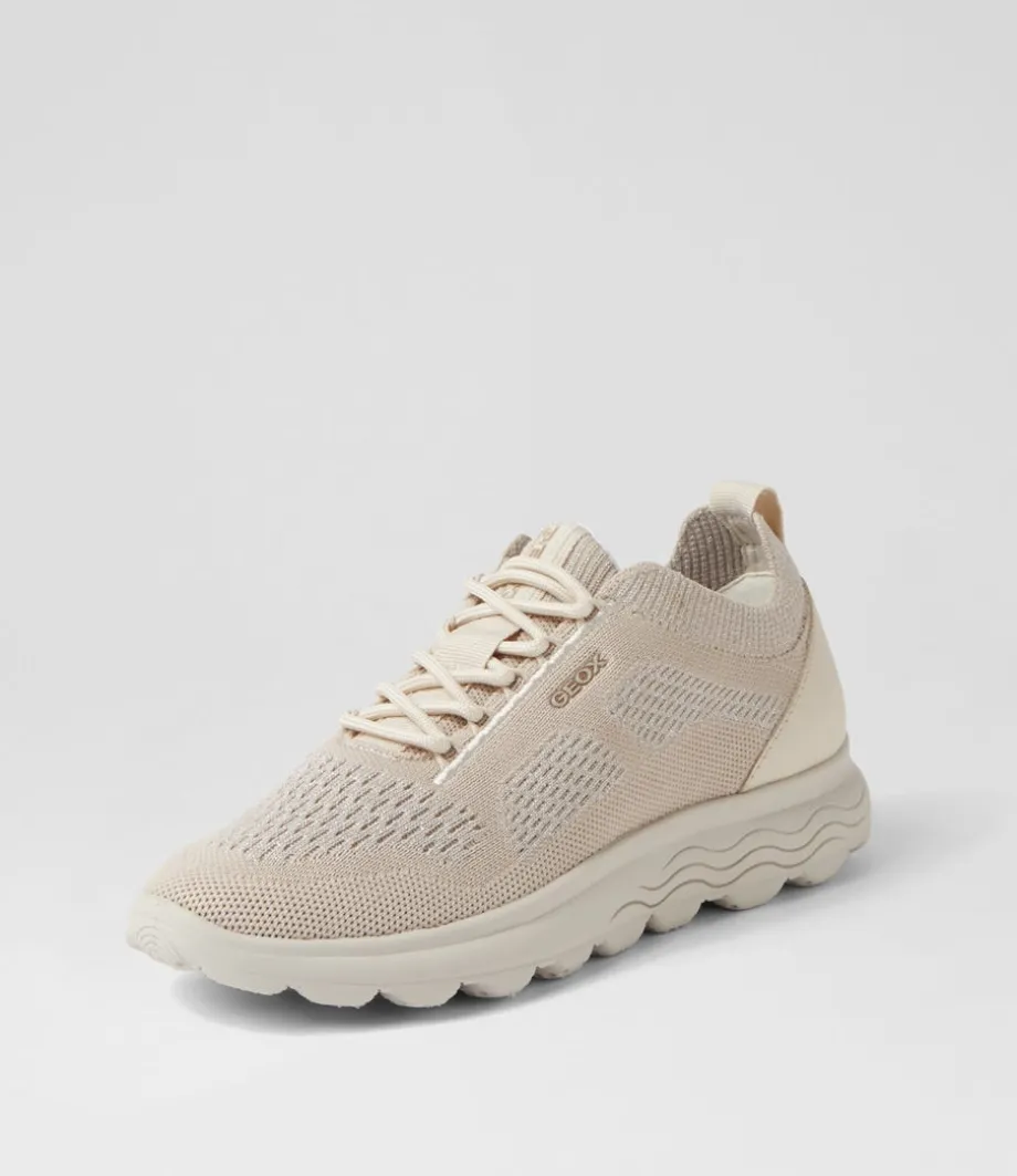 D Spherica A 9T Off White Knit Sneakers<GEOX Best Sale