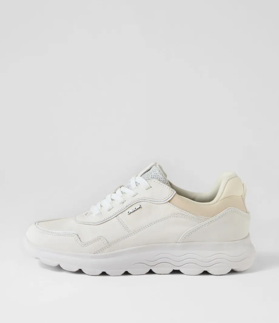 D Spherica D White Leather Sneakers<GEOX Store