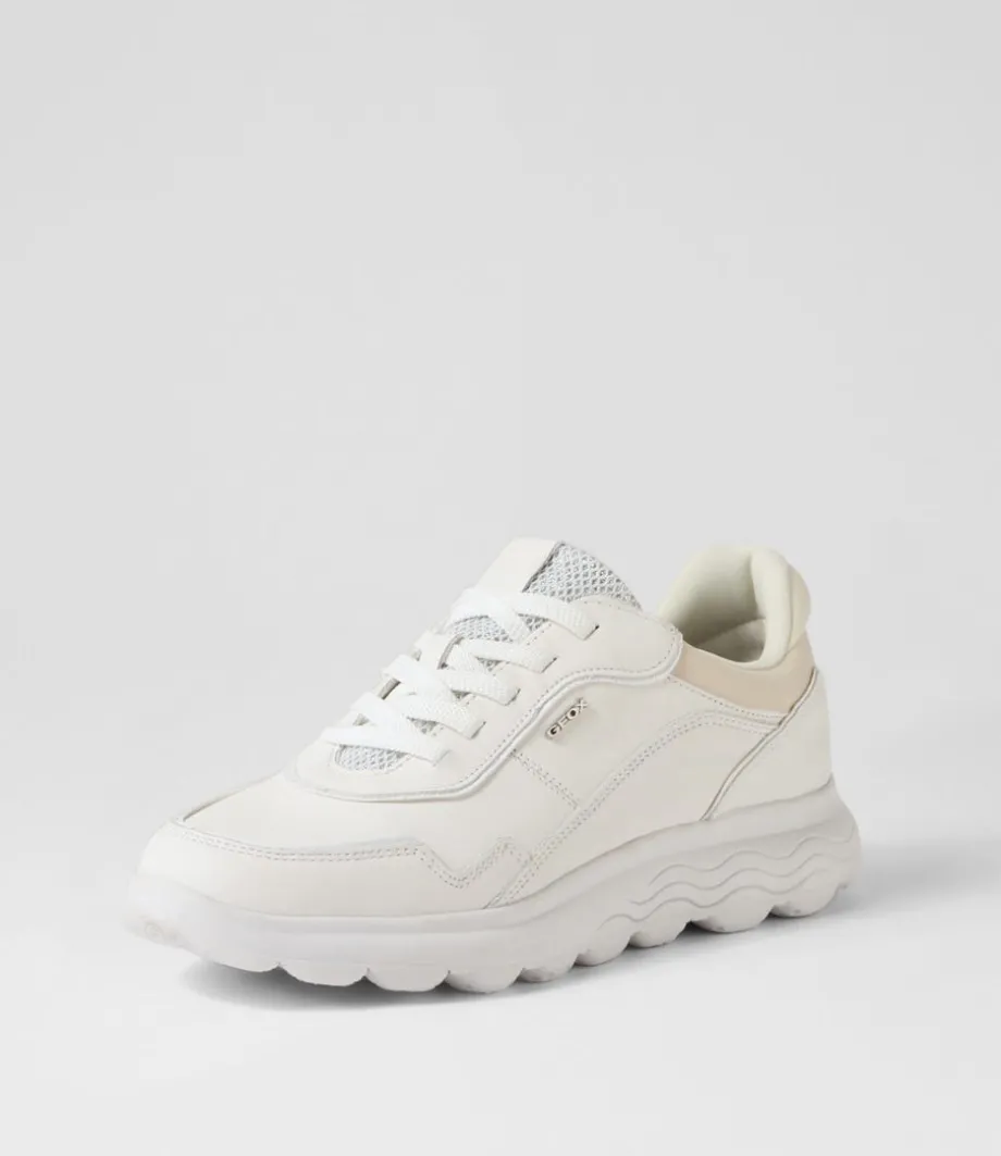 D Spherica D White Leather Sneakers<GEOX Store