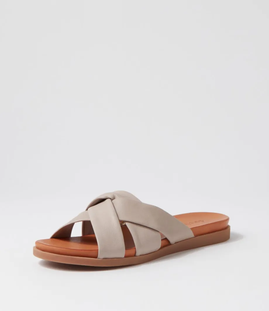 Dallas Light Taupe Leather Slides<DIANA FERRARI Clearance