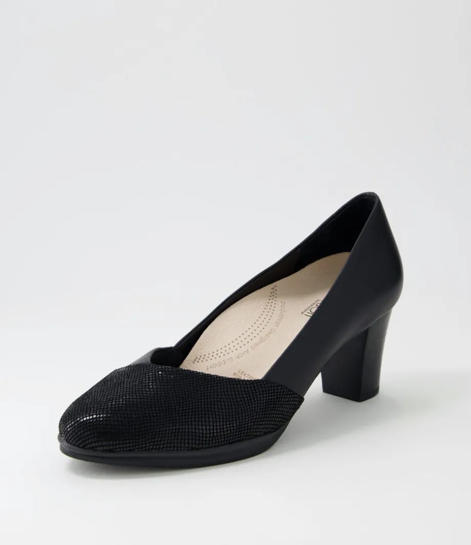 Denzil2 Black Scale Suede Leather Heels<SUPERSOFT Clearance