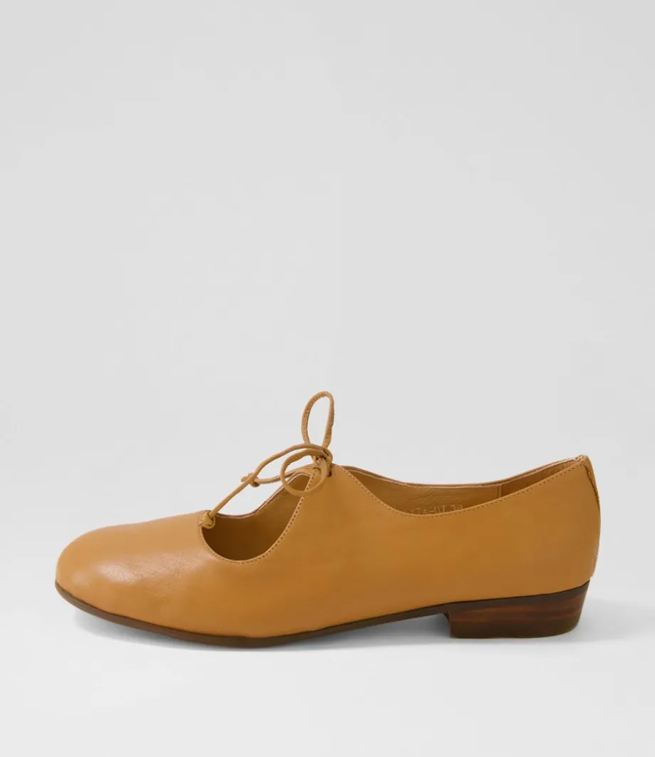 Dexta Dark Tan Leather Flat Shoes<DJANGO & JULIETTE Hot