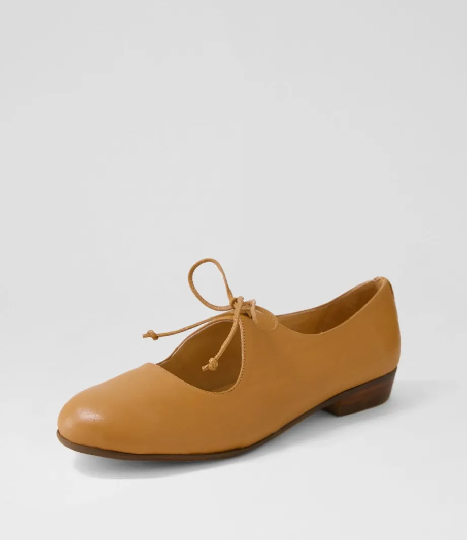 Dexta Dark Tan Leather Flat Shoes<DJANGO & JULIETTE Hot