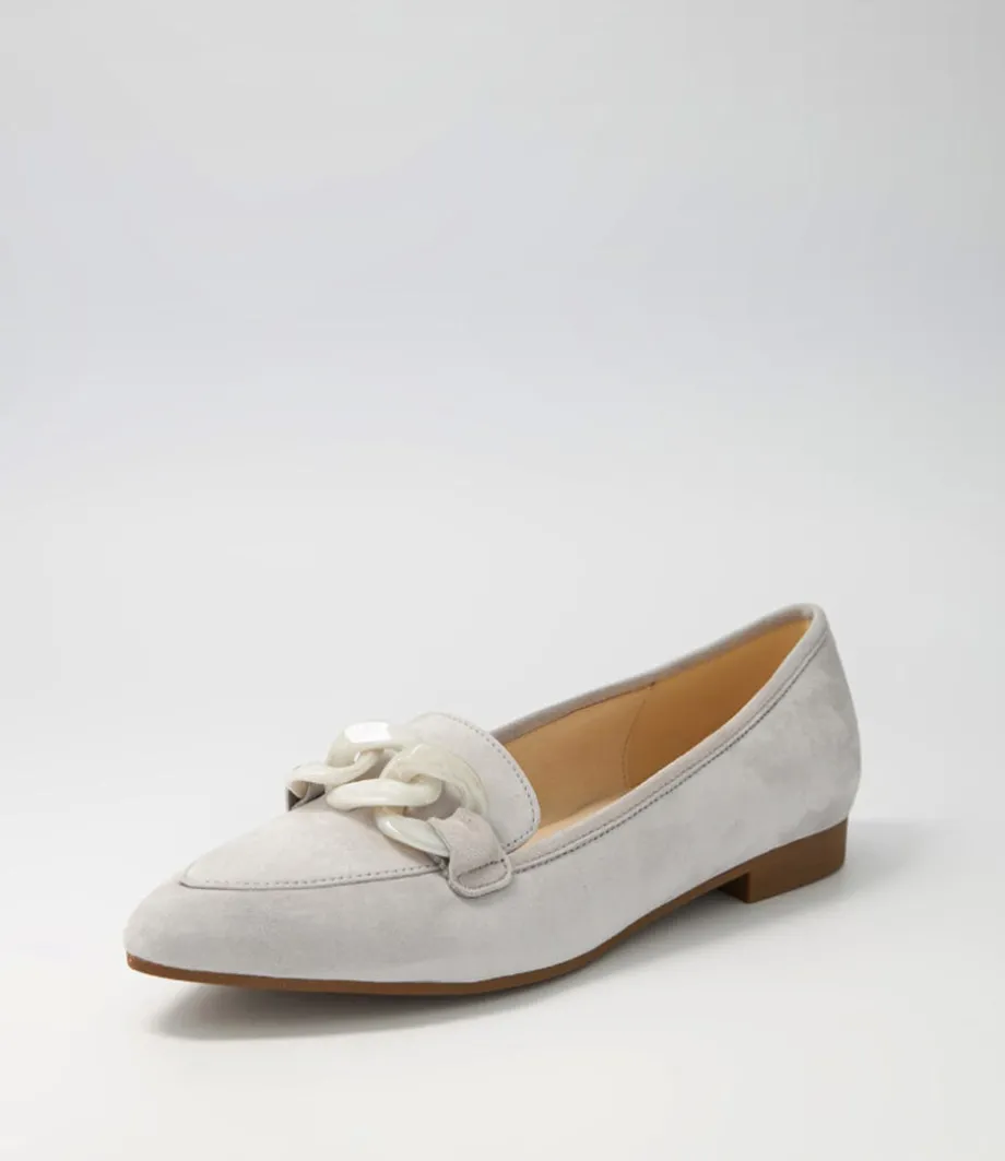 Diego Light Grey Leather Loafers<GABOR Store