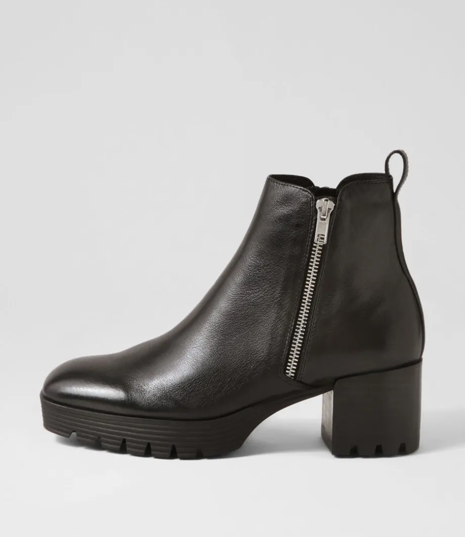 Dinis Black Leather Ankle Boots<DJANGO & JULIETTE Hot