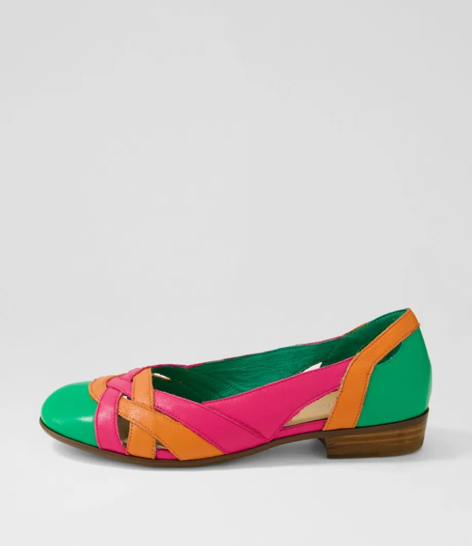 Doddo Bright Emerald Orange Multi Ballet Flats<DJANGO & JULIETTE Best