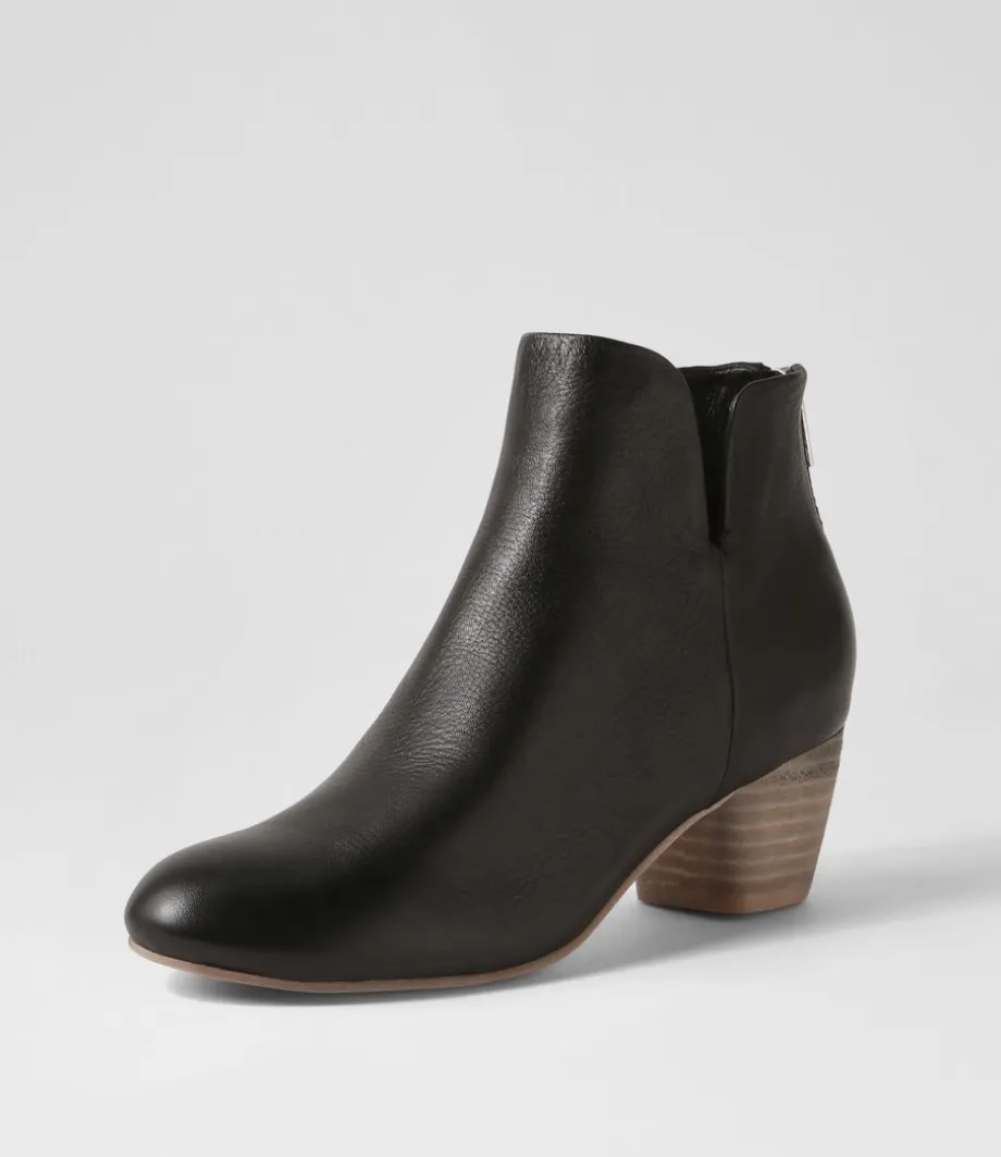 Dollars Black Natural Heel Leather Ankle Boots<DJANGO & JULIETTE Sale