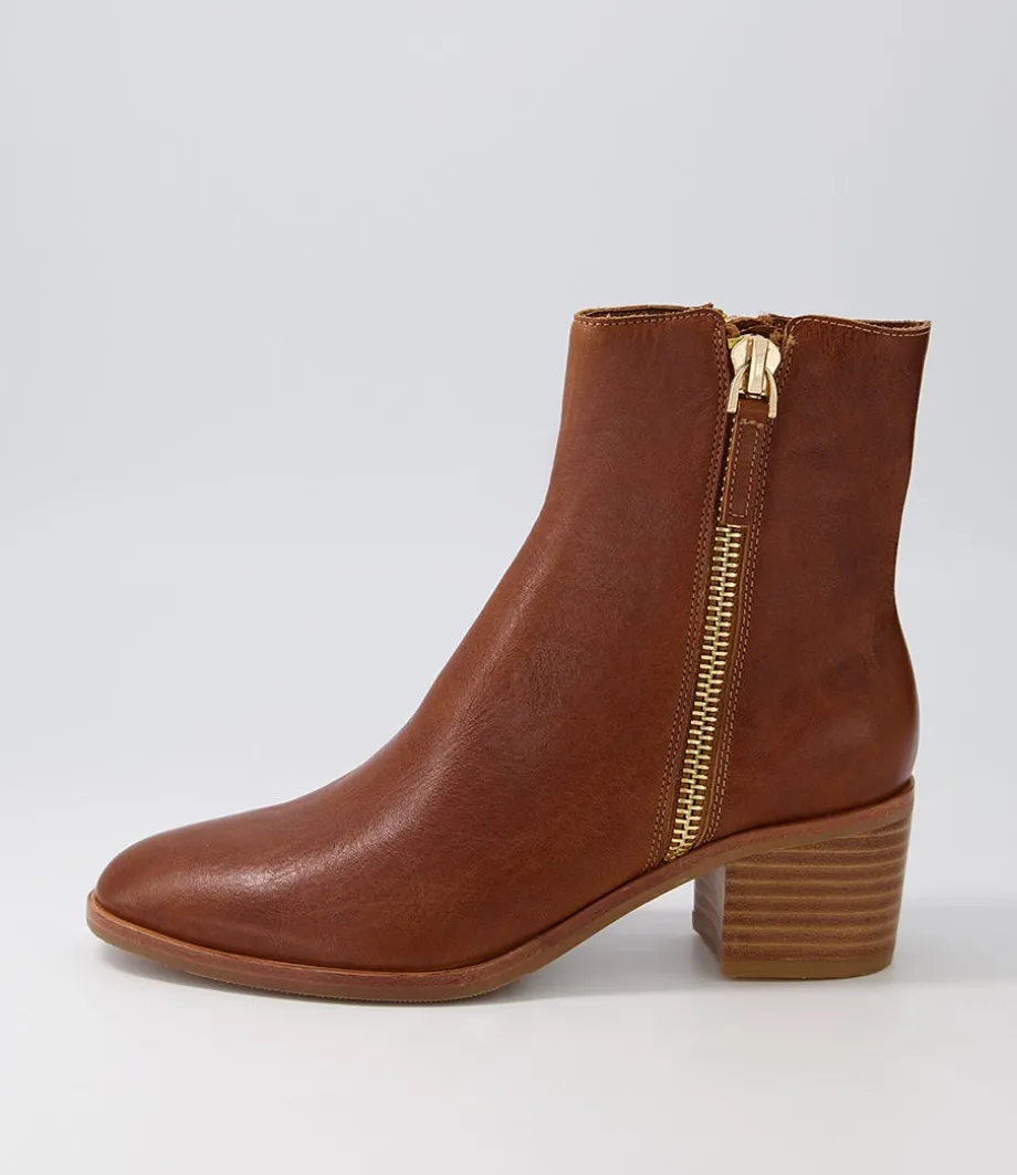 Dorete Tan Natural Heel Leather Ankle Boots<DJANGO & JULIETTE Online