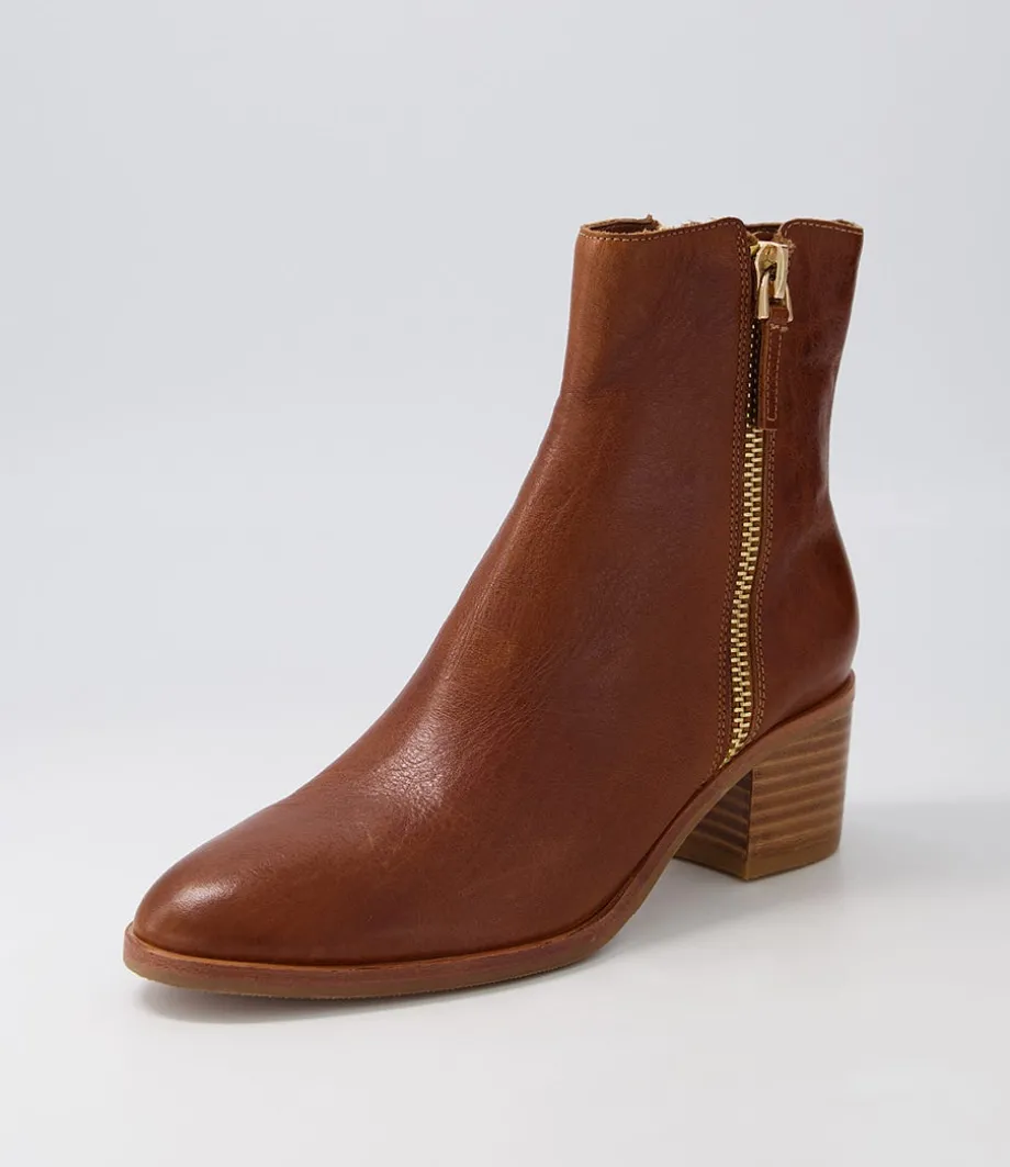 Dorete Tan Natural Heel Leather Ankle Boots<DJANGO & JULIETTE Online