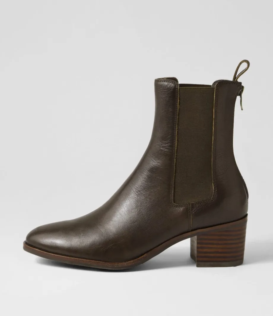 Dowell Dark Olive Choc Leather Chelsea Boots<DJANGO & JULIETTE Flash Sale
