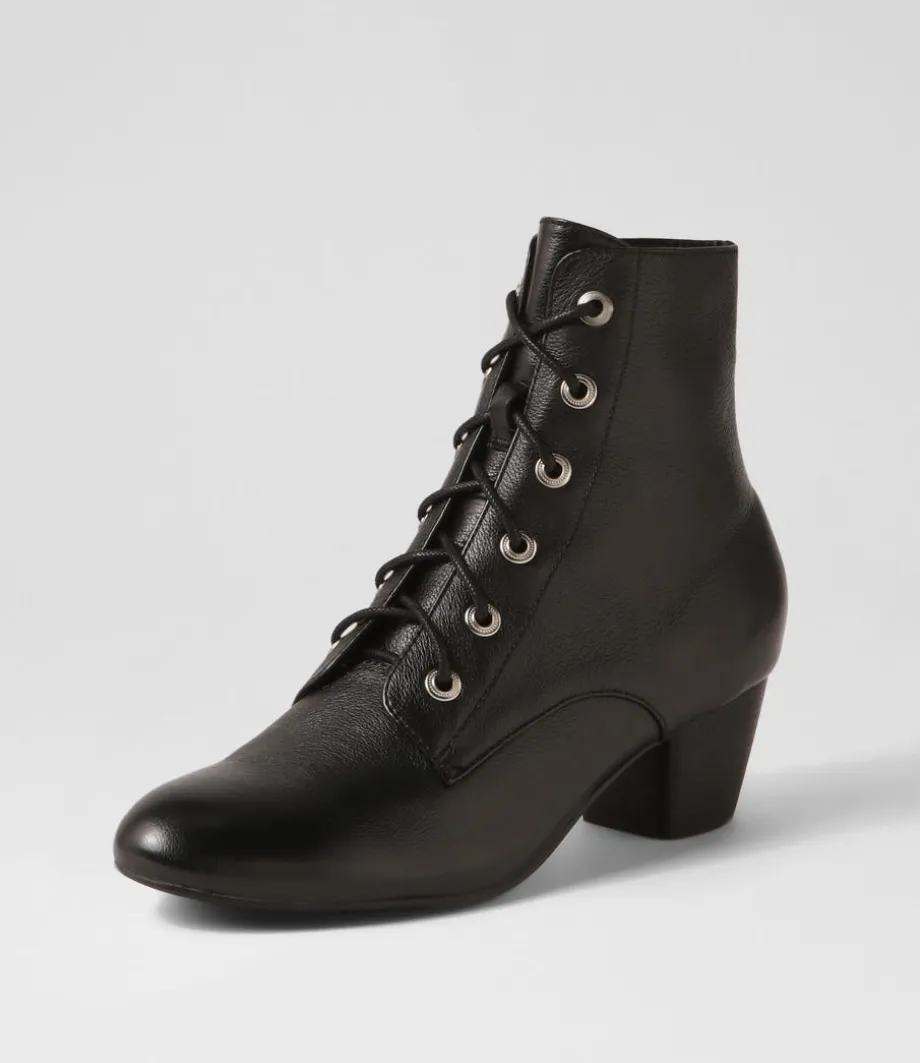Durban Black Leather Lace Up Boots<DJANGO & JULIETTE Discount