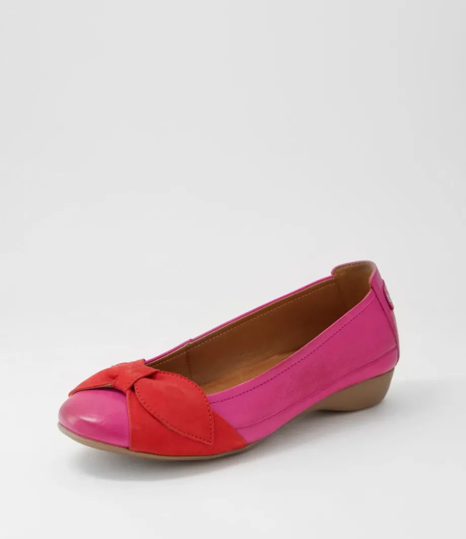 Elandy Fuchsia Red Leather Nubuck Ballet Flats<SUPERSOFT Shop