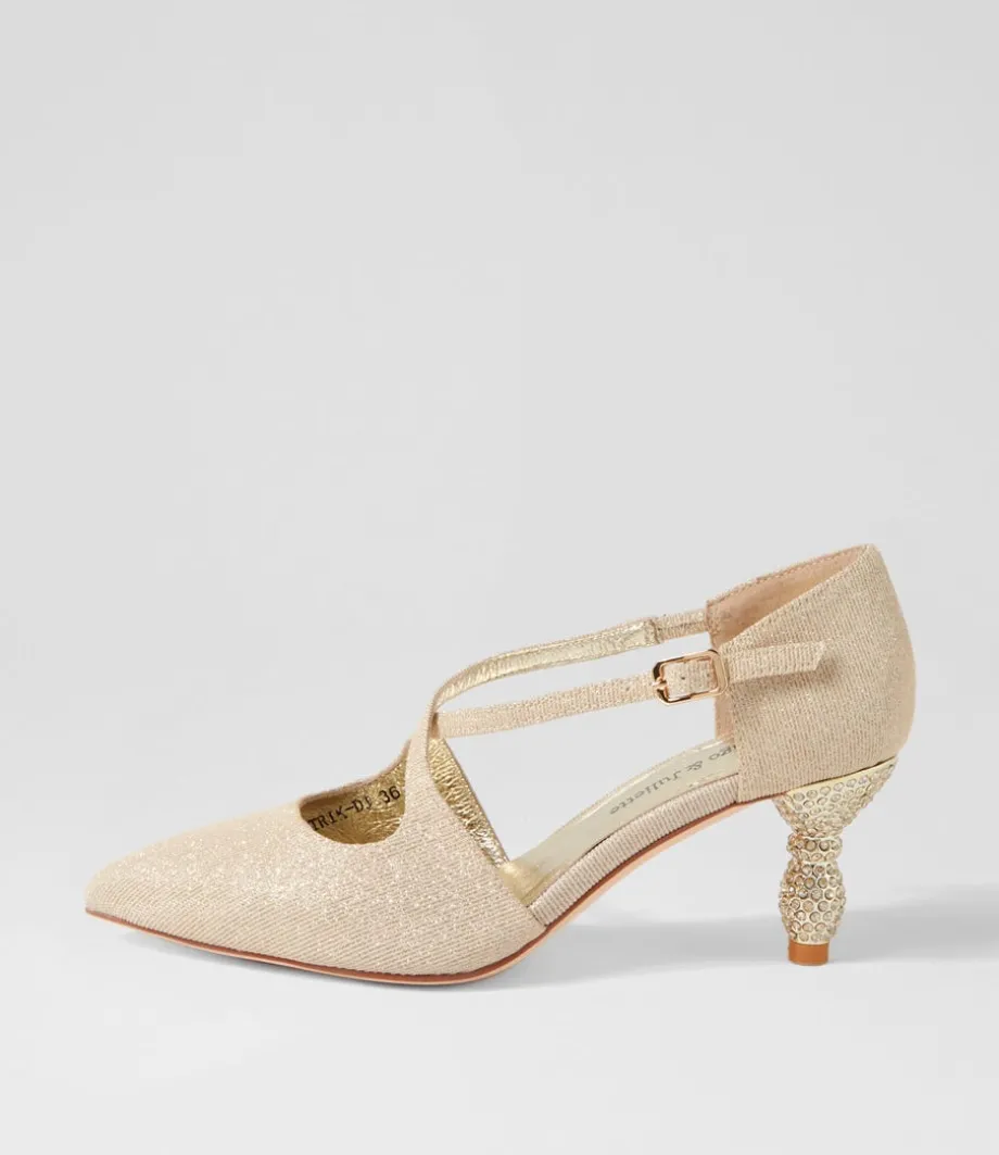 Electrik Pale Gold Sparkle Fabric Heels<DJANGO & JULIETTE Cheap