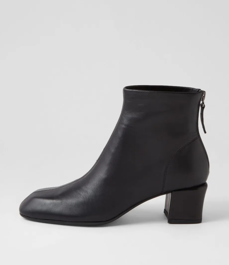 Elliza Black Leather Ankle Boots<TOP END Cheap