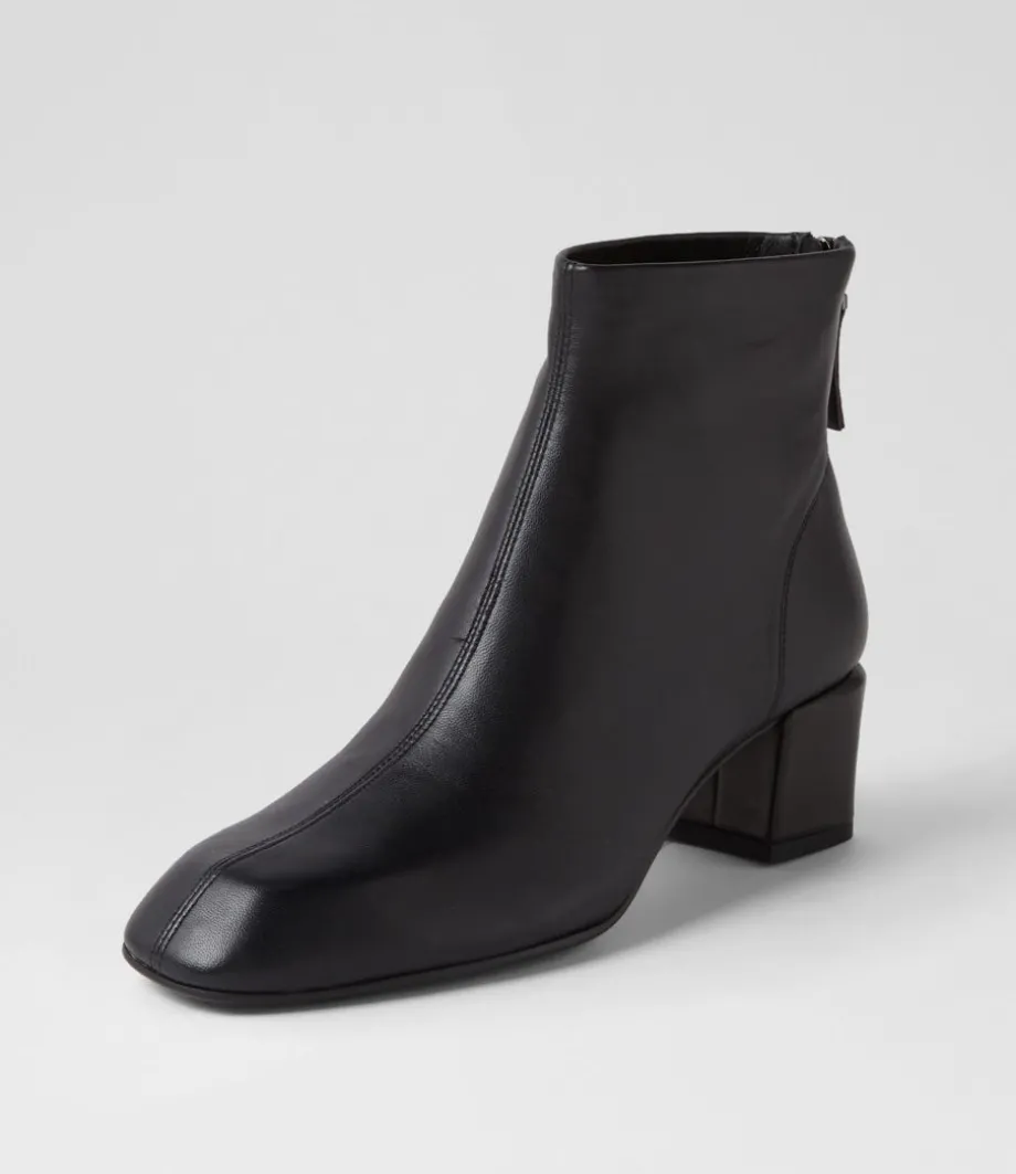 Elliza Black Leather Ankle Boots<TOP END Cheap