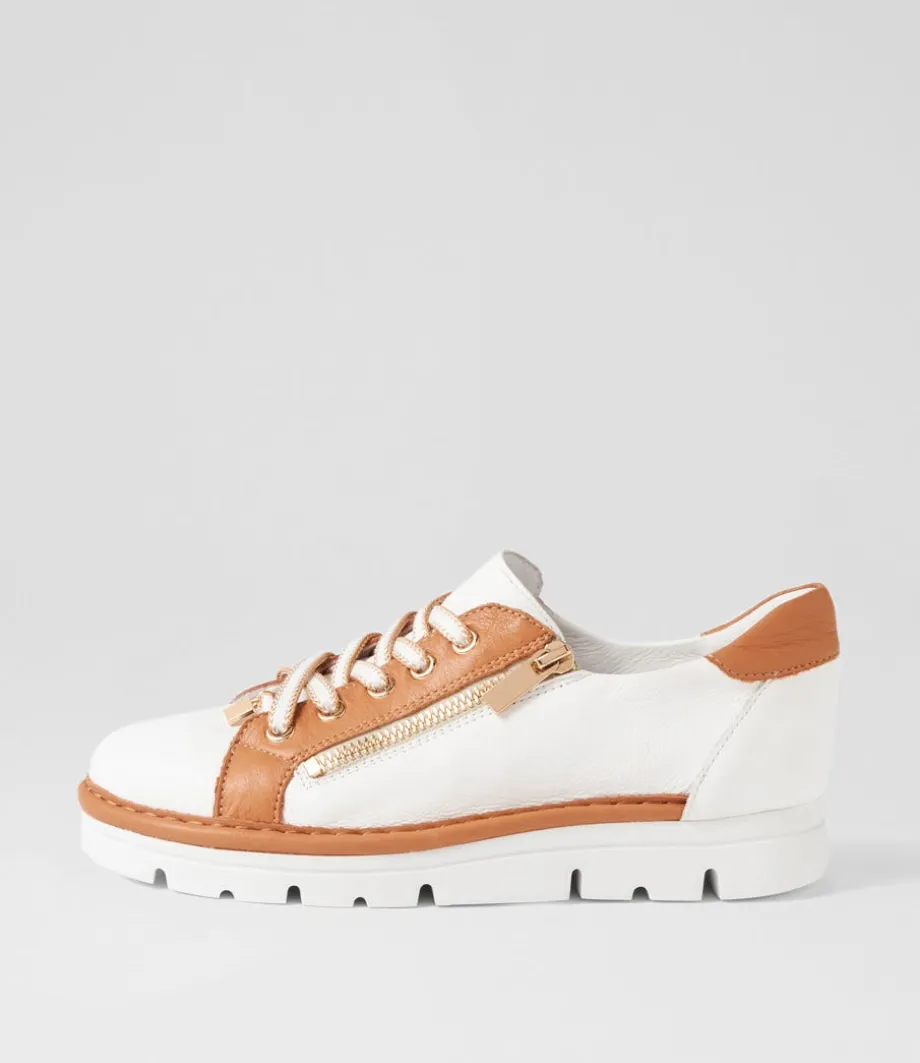 Elos White Dark Tan Leather Sneakers<TOP END Hot