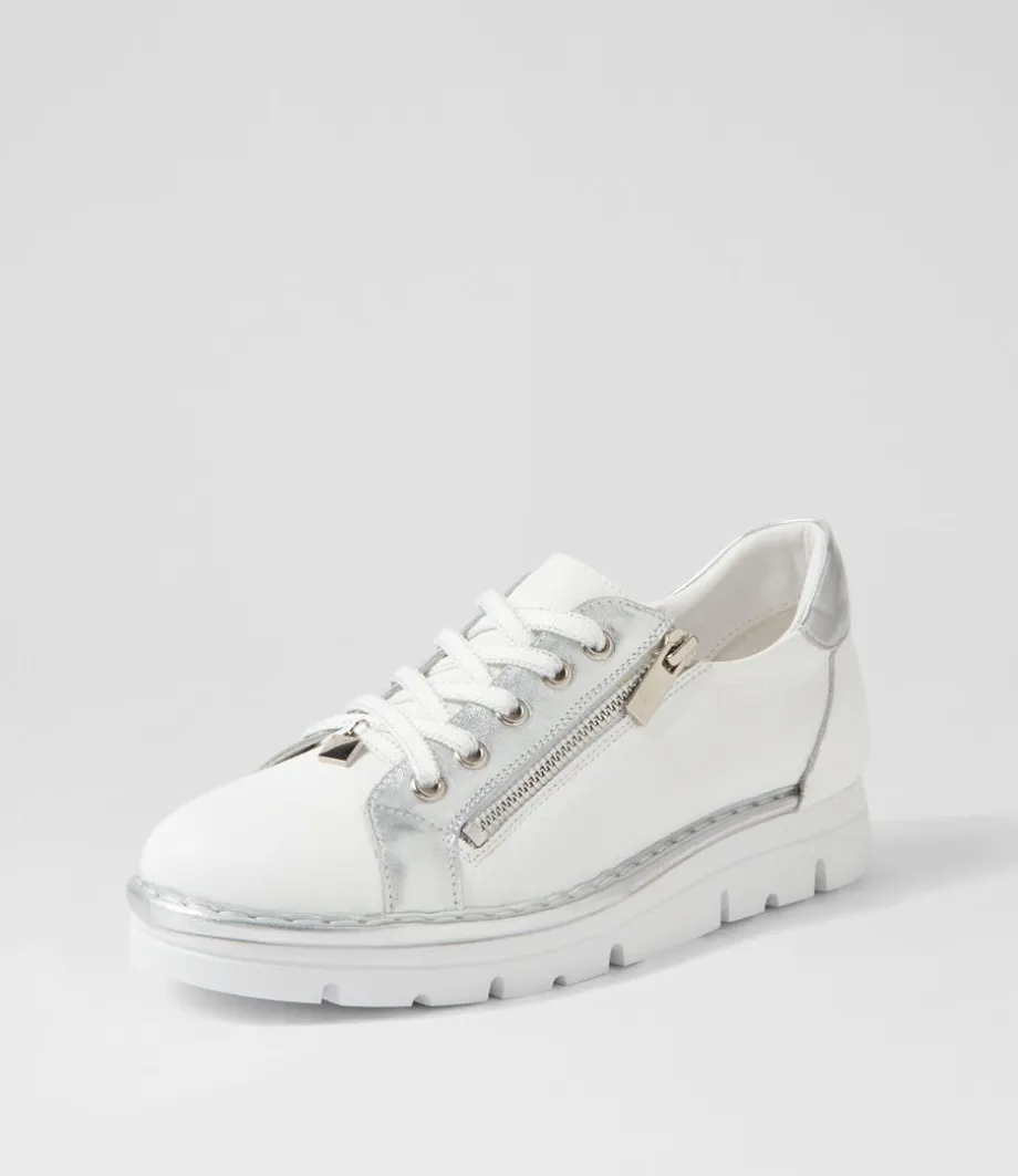 Elos White Silver Leather Sneakers<TOP END Store