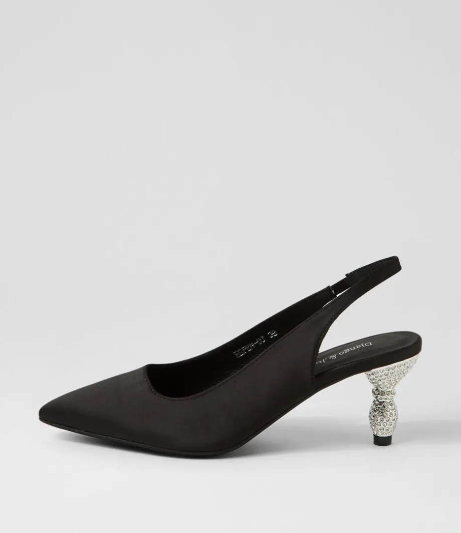 Espen Black Satin Heels<DJANGO & JULIETTE Store