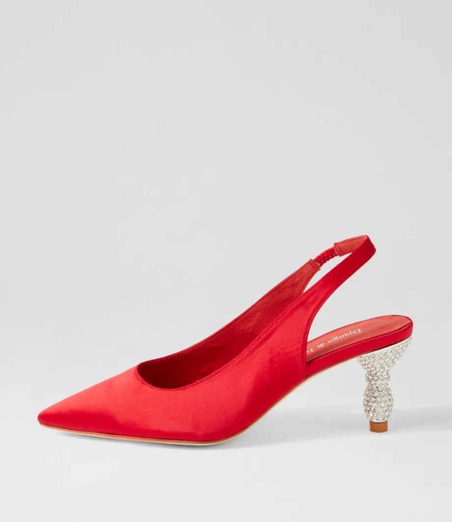 Espen Red Satin Heels<DJANGO & JULIETTE Shop