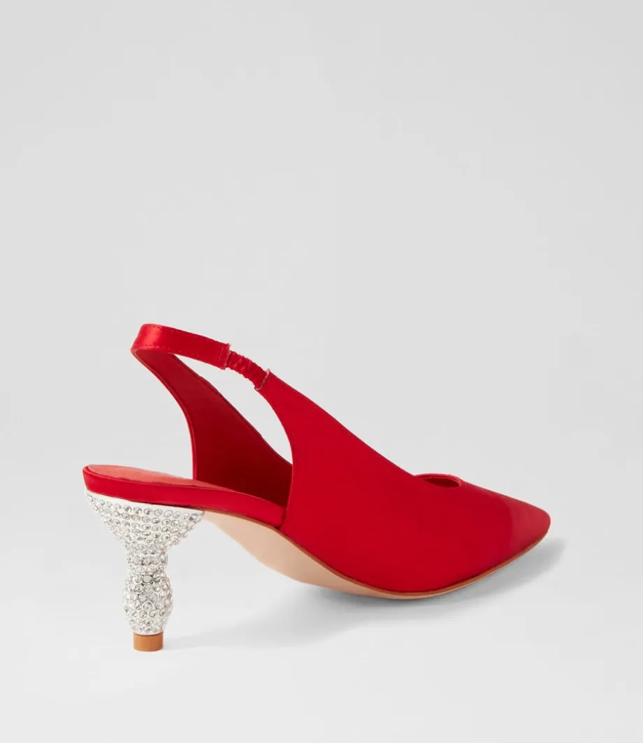 Espen Red Satin Heels<DJANGO & JULIETTE Shop
