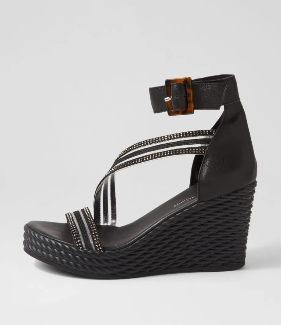 Estela Black Vinylite Leather Sandals<DJANGO & JULIETTE Flash Sale