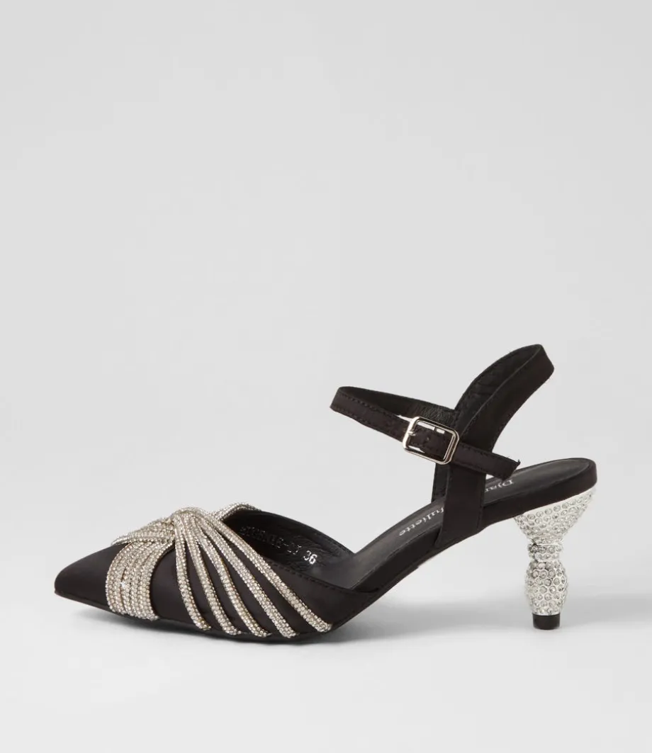 Eugenie Black Satin Heels<DJANGO & JULIETTE Cheap