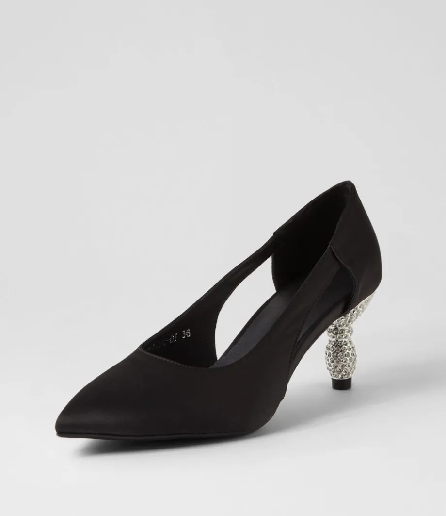 Eunicee Black Satin Heels<DJANGO & JULIETTE Flash Sale
