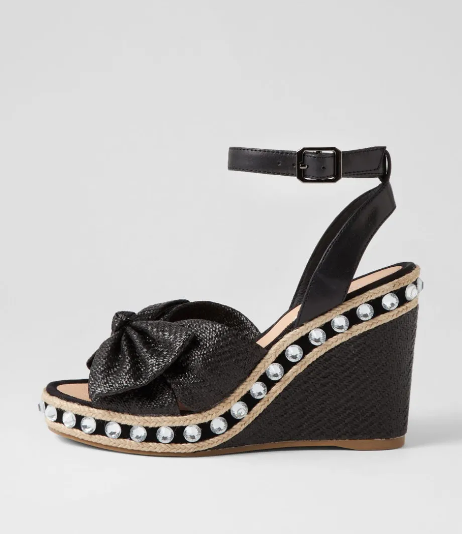 Evone Black Synthetic Raffia Leather Espadrilles<TOP END Hot