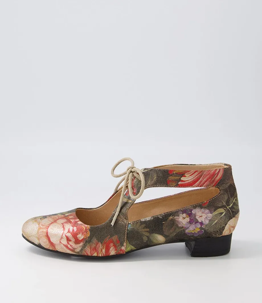 Ewing Vintage Metal Floral Leather Flat Shoes<DJANGO & JULIETTE Shop