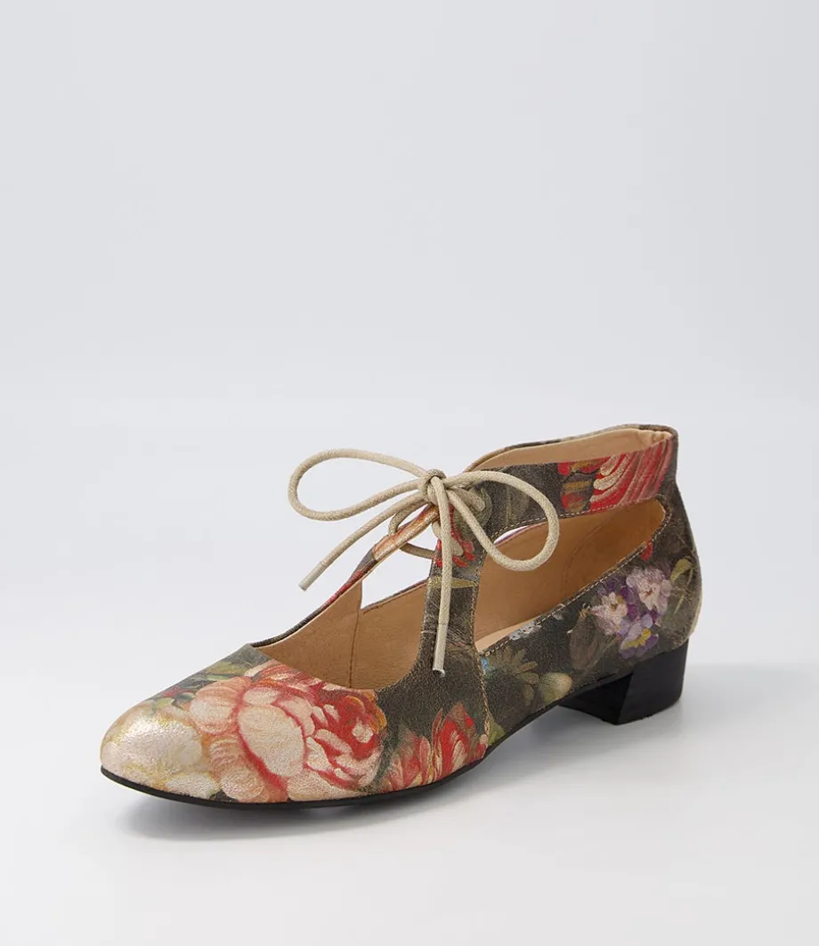 Ewing Vintage Metal Floral Leather Flat Shoes<DJANGO & JULIETTE Shop