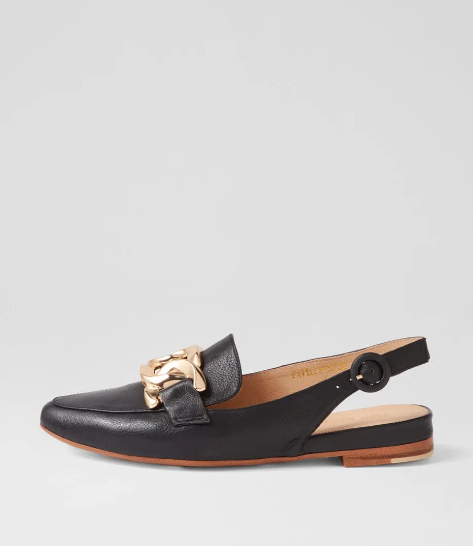 Favilla Black Leather Loafers<TOP END Outlet