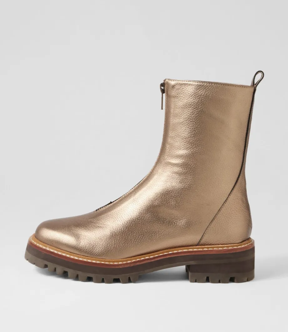 Faycey Bronze Tumble Leather Ankle Boots<DJANGO & JULIETTE Clearance