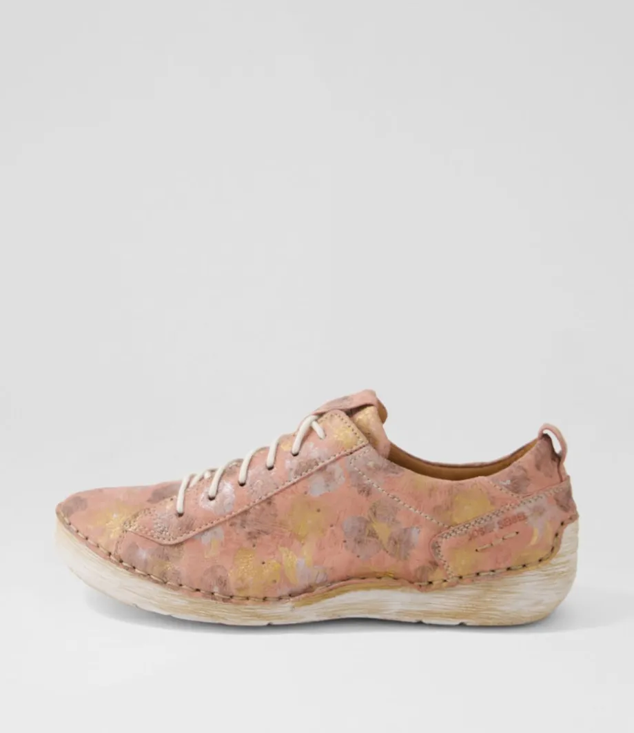 Fergey 56 Pink Multi Leather Lace Up Flats<JOSEF SEIBEL Discount