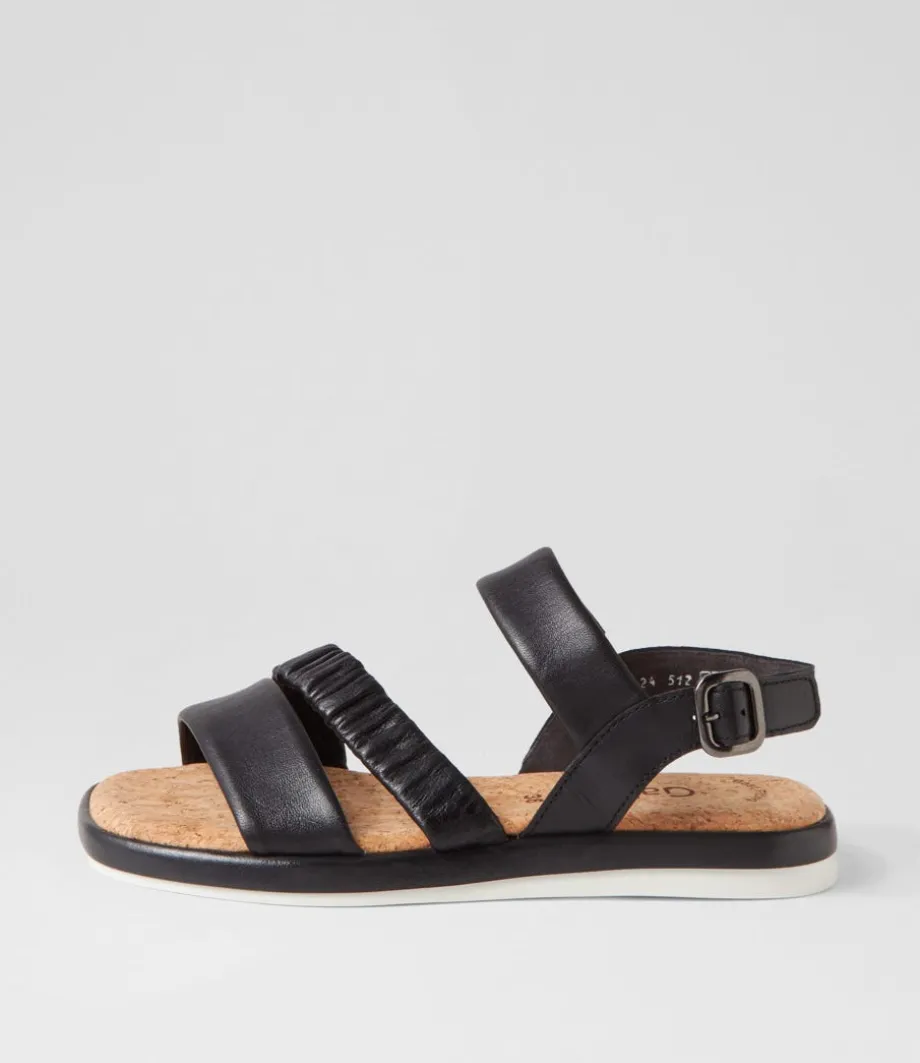 Fico Schwarz Leather Sandals<GABOR Sale