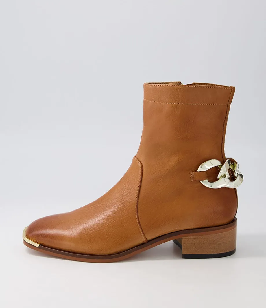 Firat New Tan Leather Ankle Boots<DJANGO & JULIETTE Store