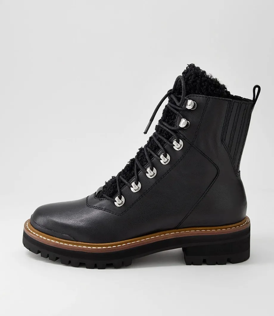 Fisher Black Tumble Leather Lace Up Boots<DJANGO & JULIETTE Outlet