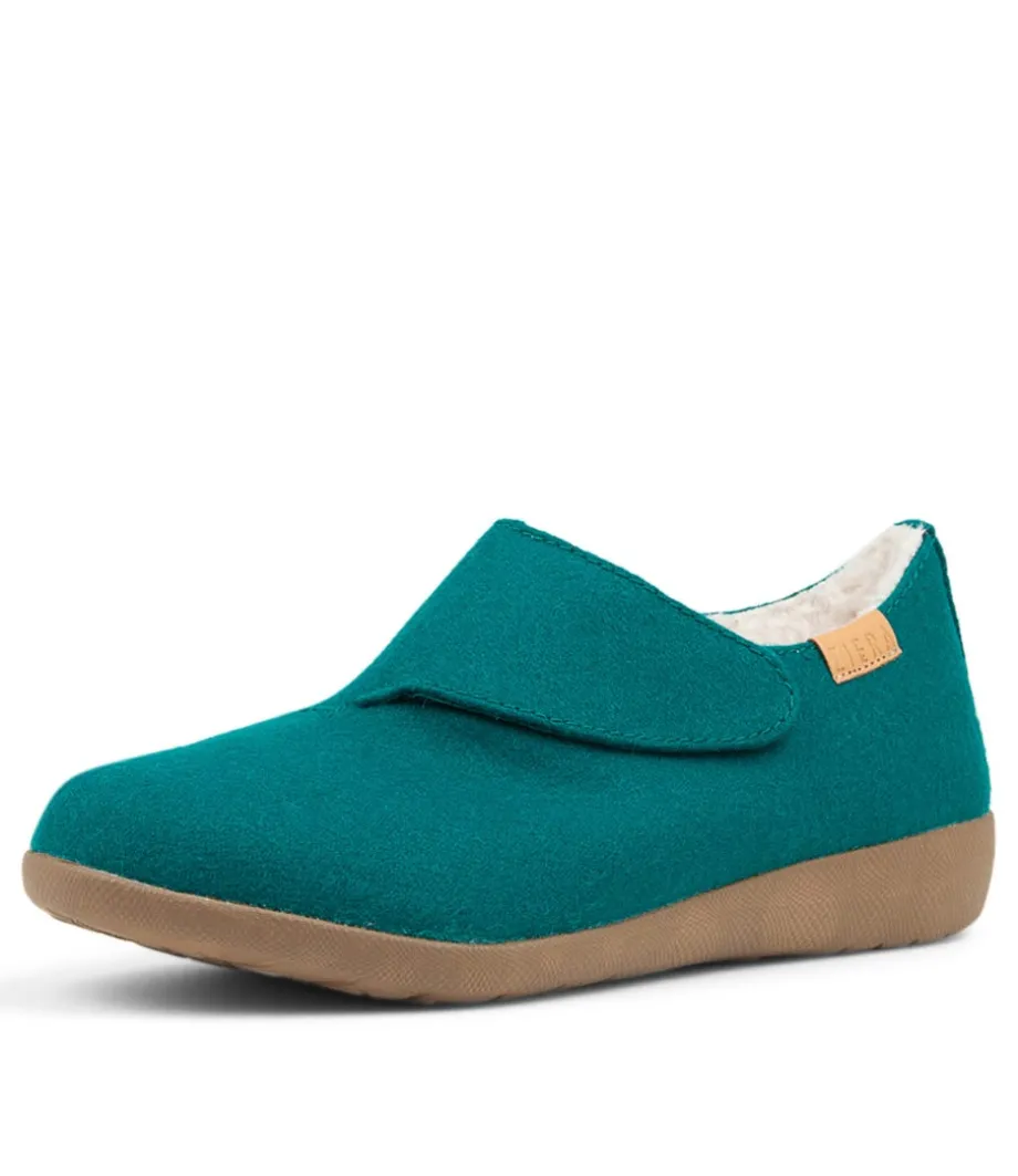Fliss Xw Teal Fabric Slippers<ZIERA Cheap
