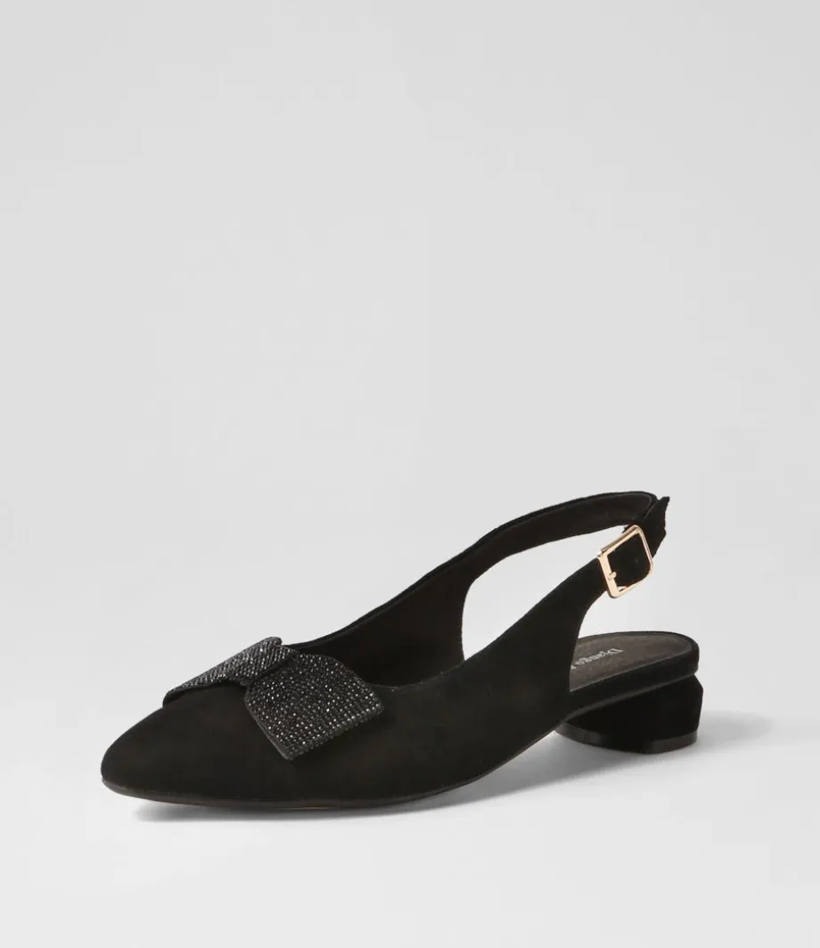 Floriest Black Suede Flat Shoes<DJANGO & JULIETTE Store