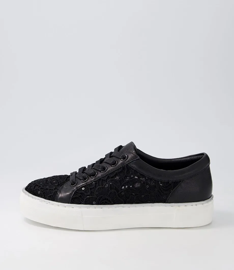 Florina Black Lace Leather Sneakers<DJANGO & JULIETTE Cheap
