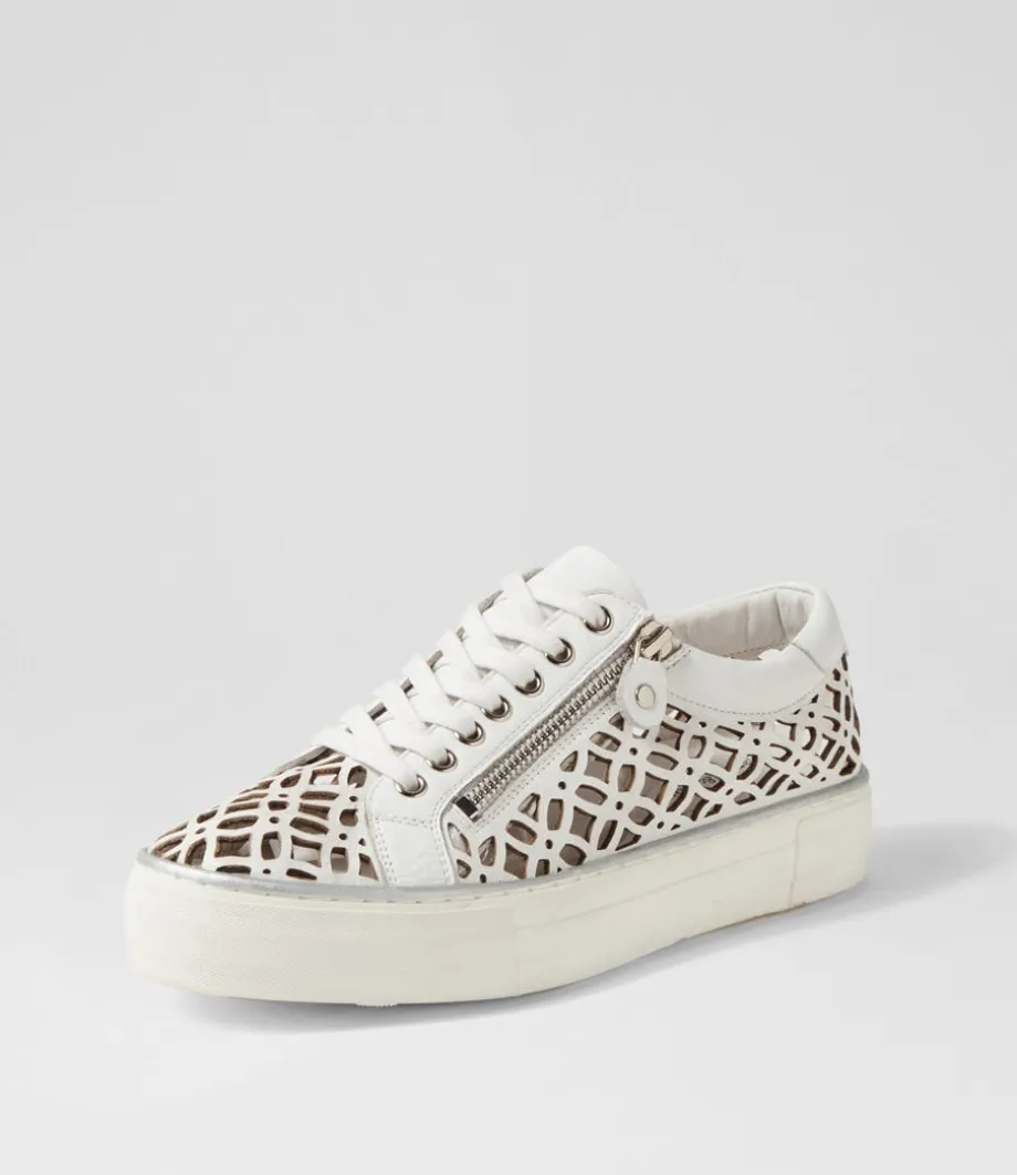 Flynng White Leather Sneakers<DJANGO & JULIETTE New